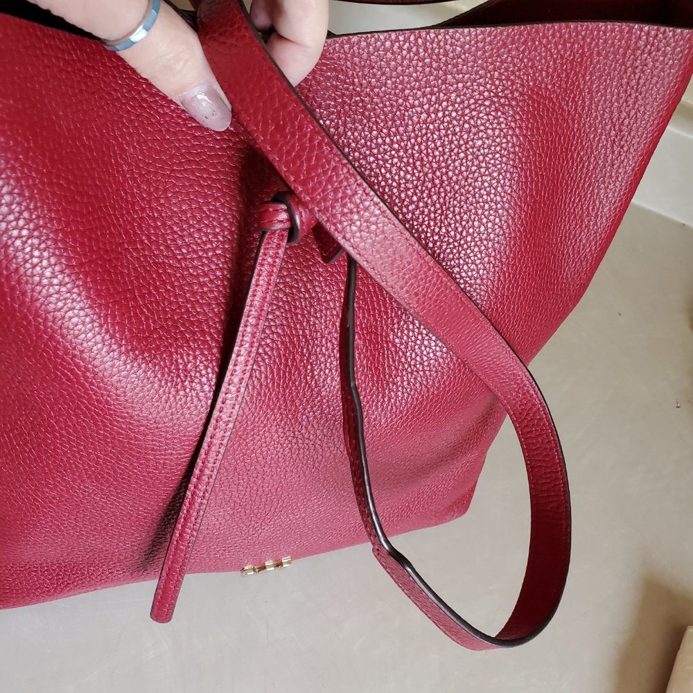 Euc Michael Kors Junie Crimson Leather Shoulder Bag c - Picture 9 of 13
